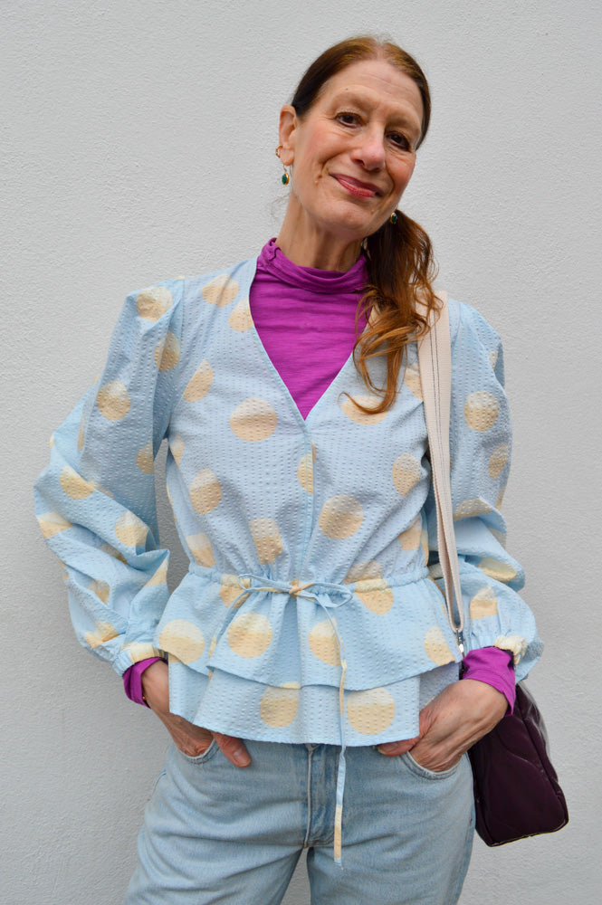 Stella Nova Big Dot Light Blue Blouse