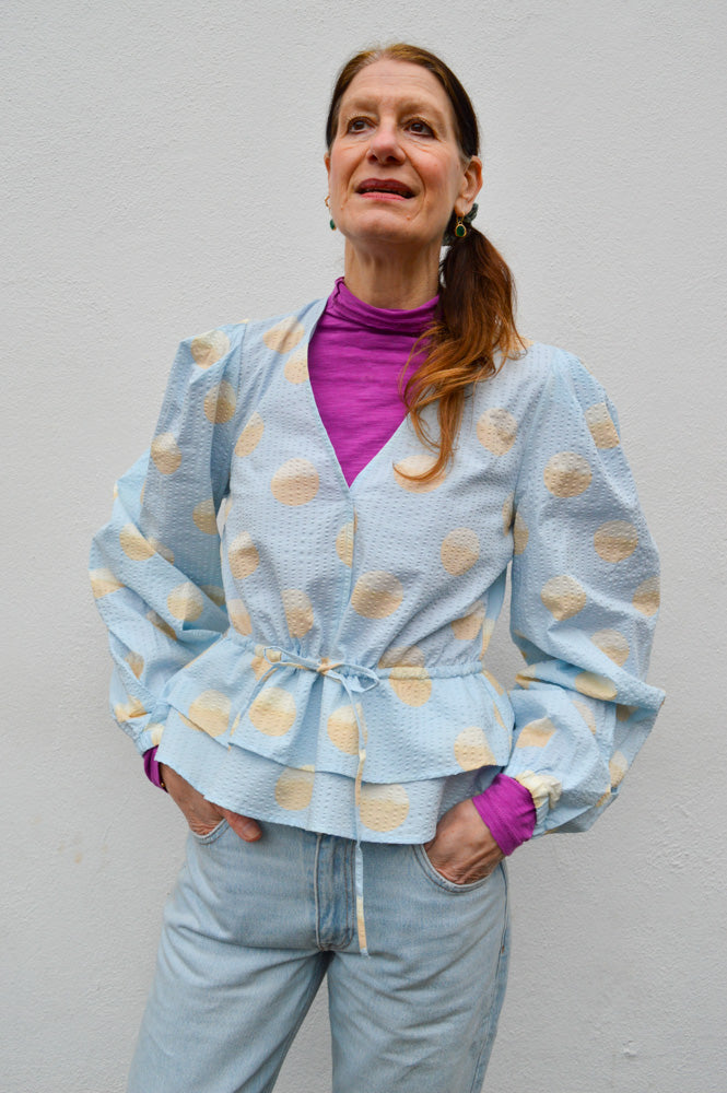 Stella Nova Big Dot Light Blue Blouse
