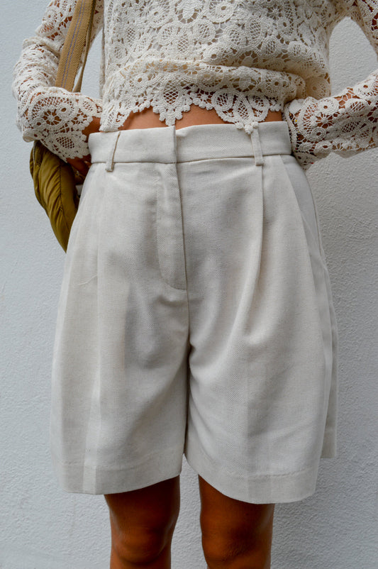 Grace & Mila Pascal Tailored Ecru Bermuda Shorts