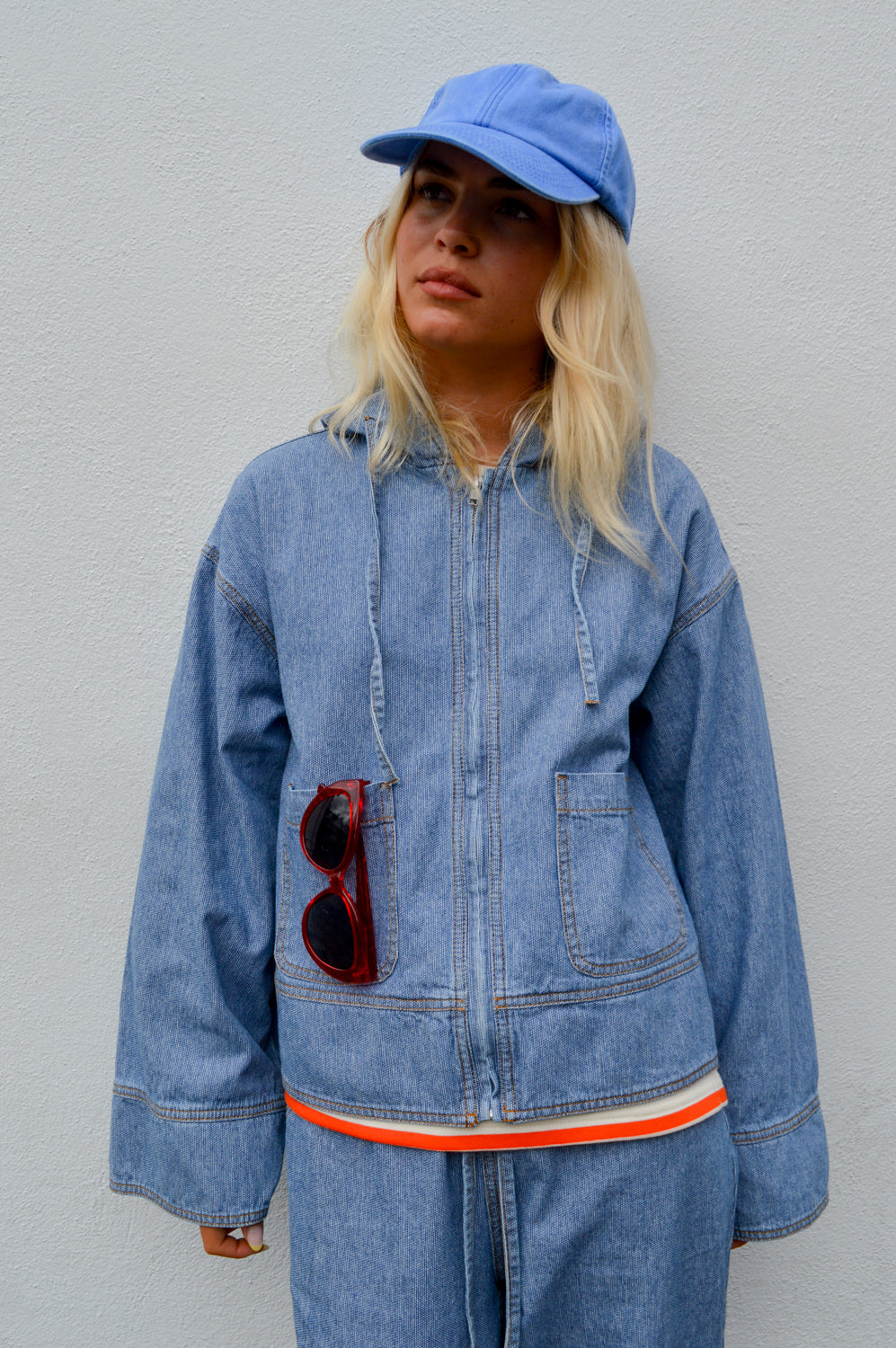 Object Raly Light Blue Denim Hoodie