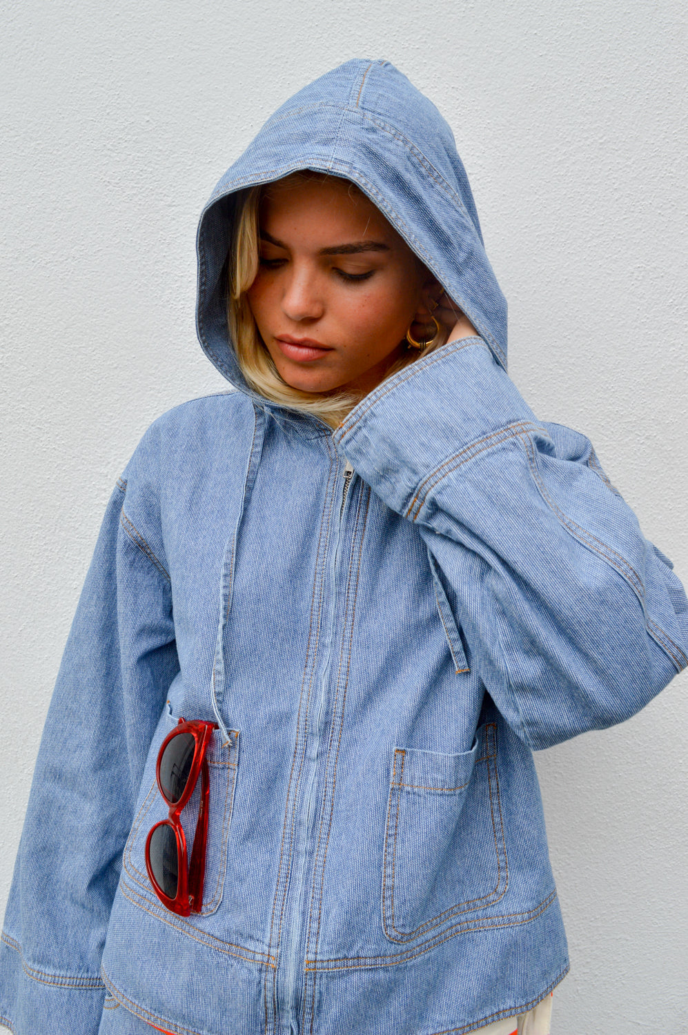 Object Raly Light Blue Denim Hoodie