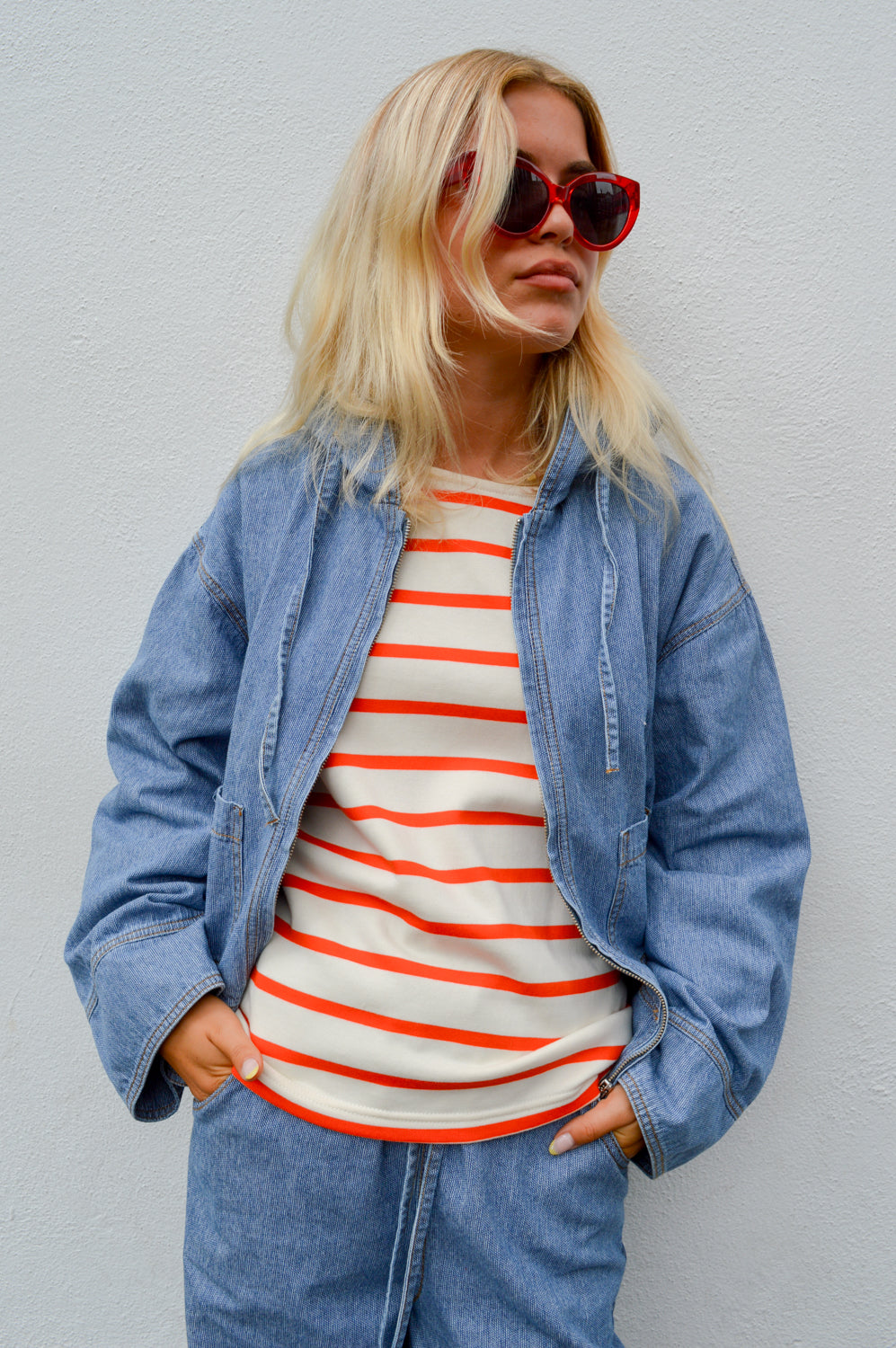 Object Raly Light Blue Denim Hoodie