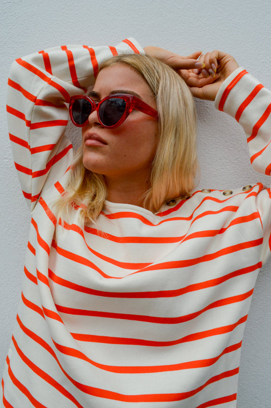 ICHI Maggie Orange Stripe Sweatshirt