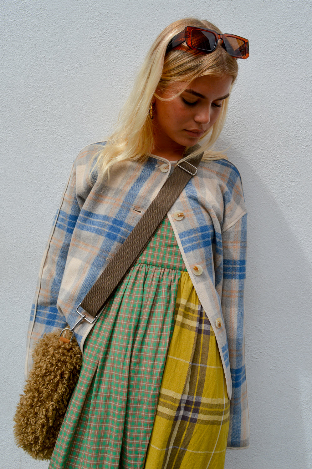 Amente Contrast Check Cami Dress
