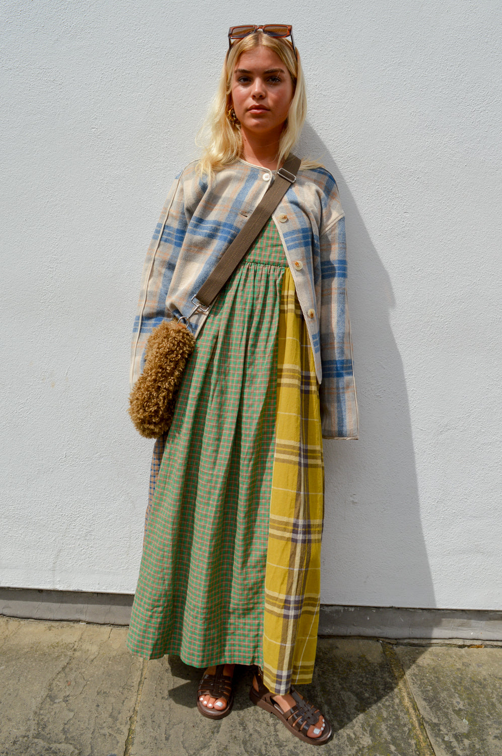 Amente Contrast Check Cami Dress