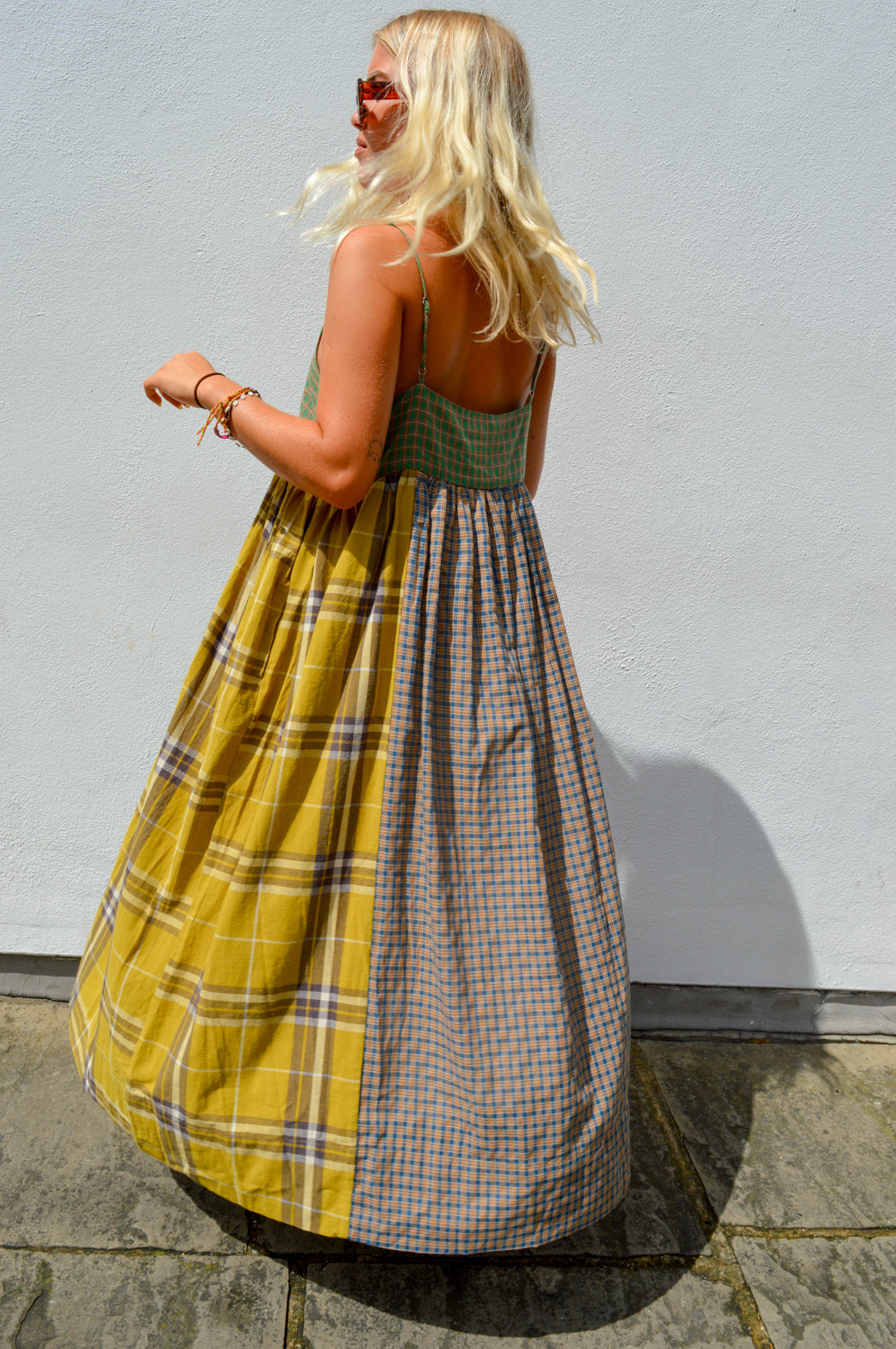 Amente Contrast Check Cami Dress