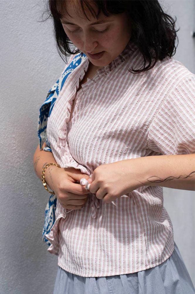 ICHI Molly Pink Nectar Tie Blouse