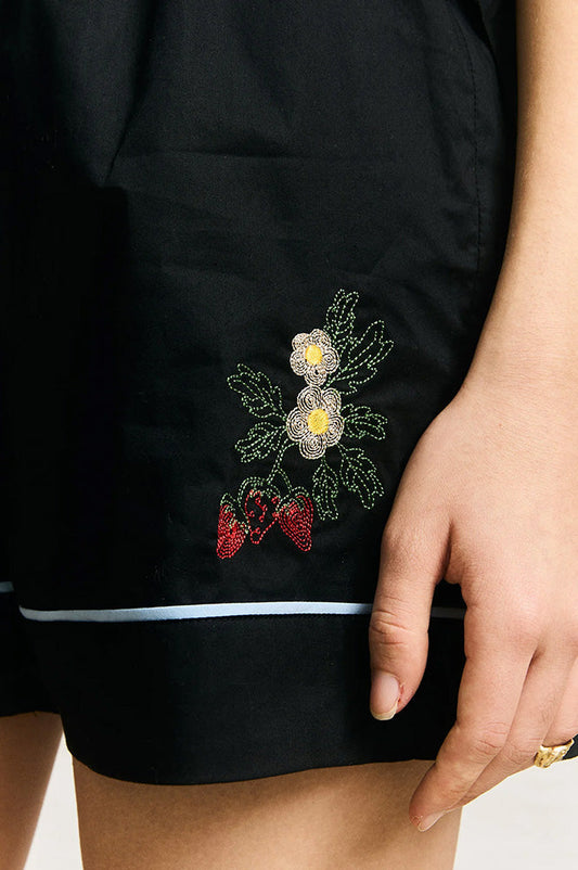Helmstedt Fiona Embroidered Black Shorts