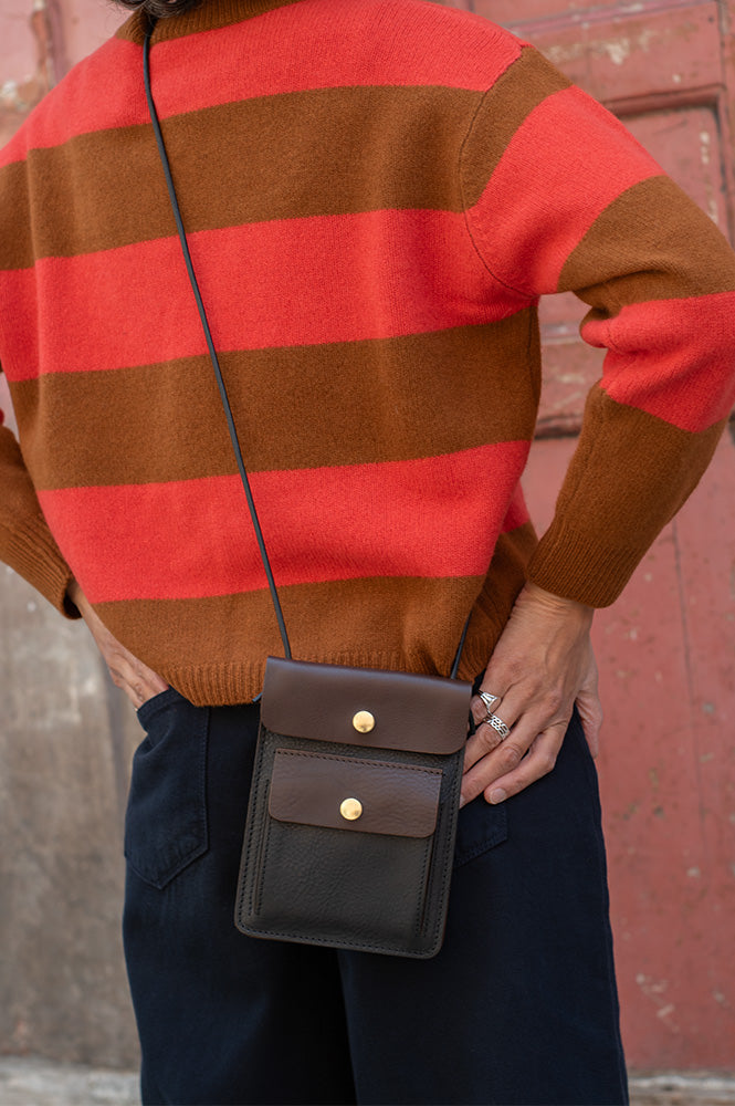 Cash CA Chestnut & Firebrick Striped Crew Neck Jumper