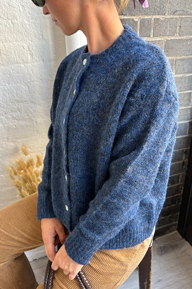 ICHI Bellablue Navy Knitted Cardigan