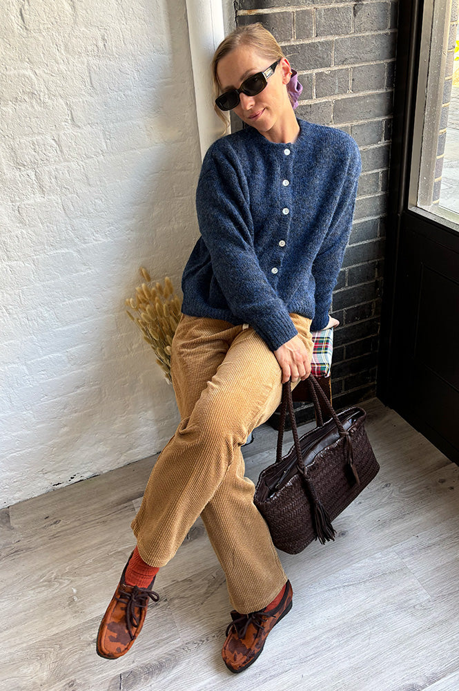 ICHI Bellablue Navy Knitted Cardigan