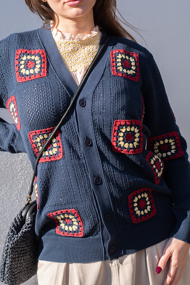 Far Afield Navy Iris Crochet Cardigan