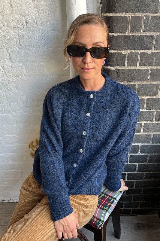ICHI Bellablue Navy Knitted Cardigan