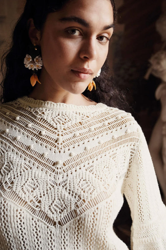 Louise Misha Cream Croisette Knitted Jumper