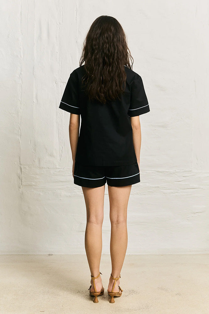 Helmstedt Fiona Embroidered Black Shorts