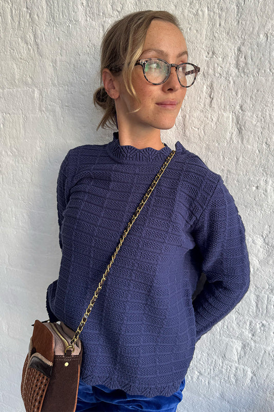 ICHI Dillion Navy Knit Jumper