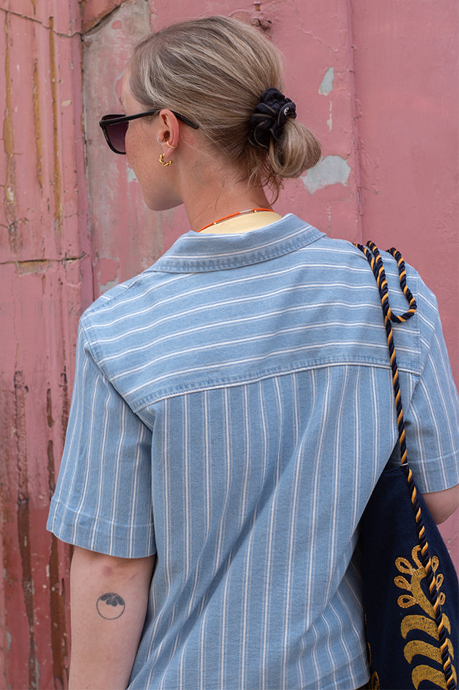 Object Elsie Striped Denim Shirt
