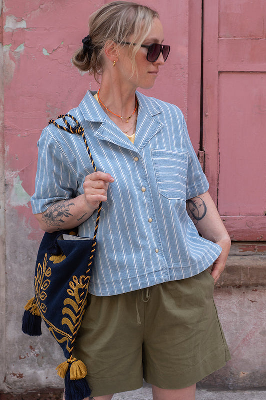 Object Elsie Striped Denim Shirt