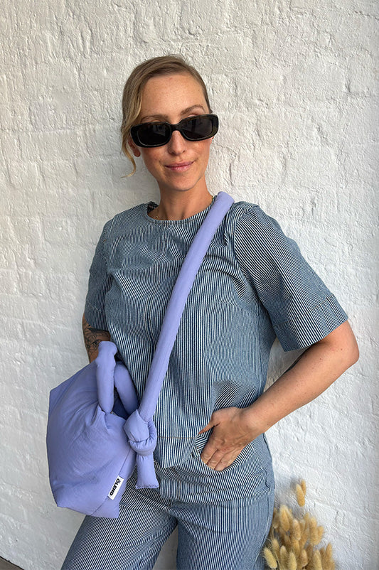 Numph Erina Blue Denim Stripe Top