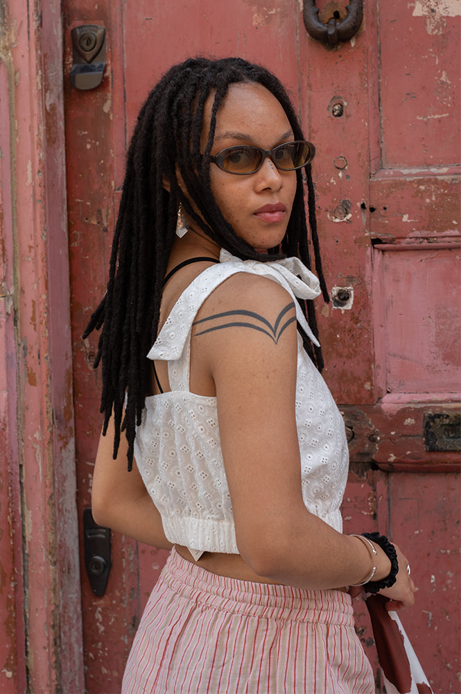 FRNCH Nahid White Bow Top