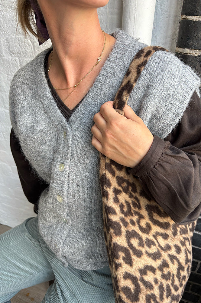 ICHI Bella Grey Sleeveless Cardigan