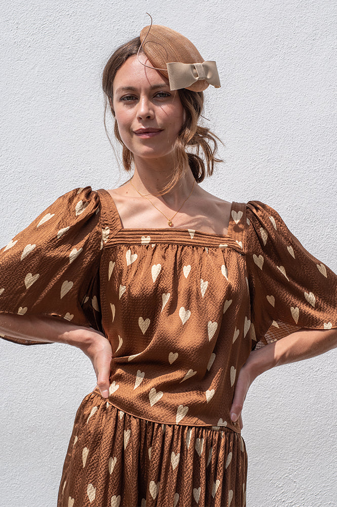 Stella Nova Heart Print Silk Top