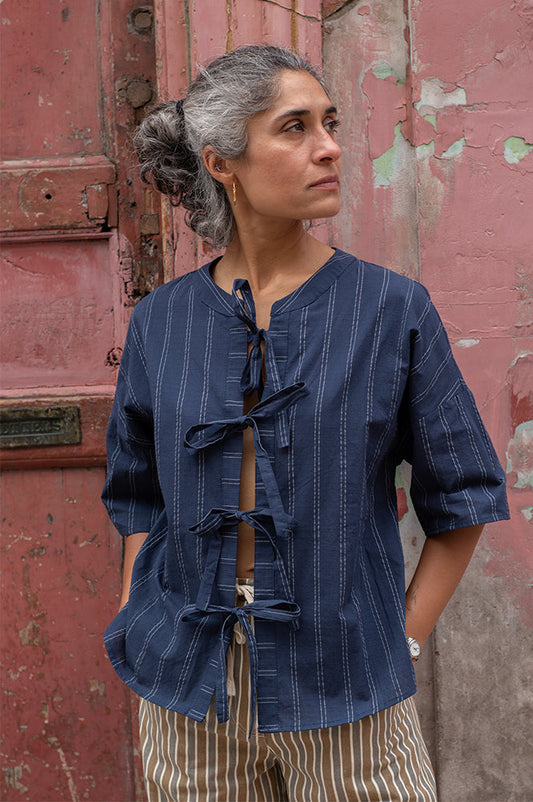 ICHI Dorit Total Eclipse Stripe Blouse