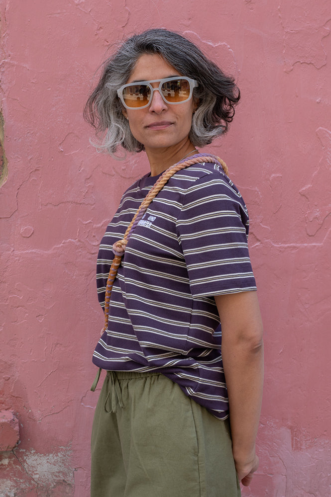 Baum Und Pferdgarten Jawo Plum Stripe Polo Top