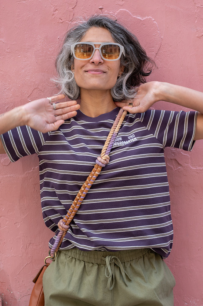 Baum Und Pferdgarten Jawo Plum Stripe Polo Top