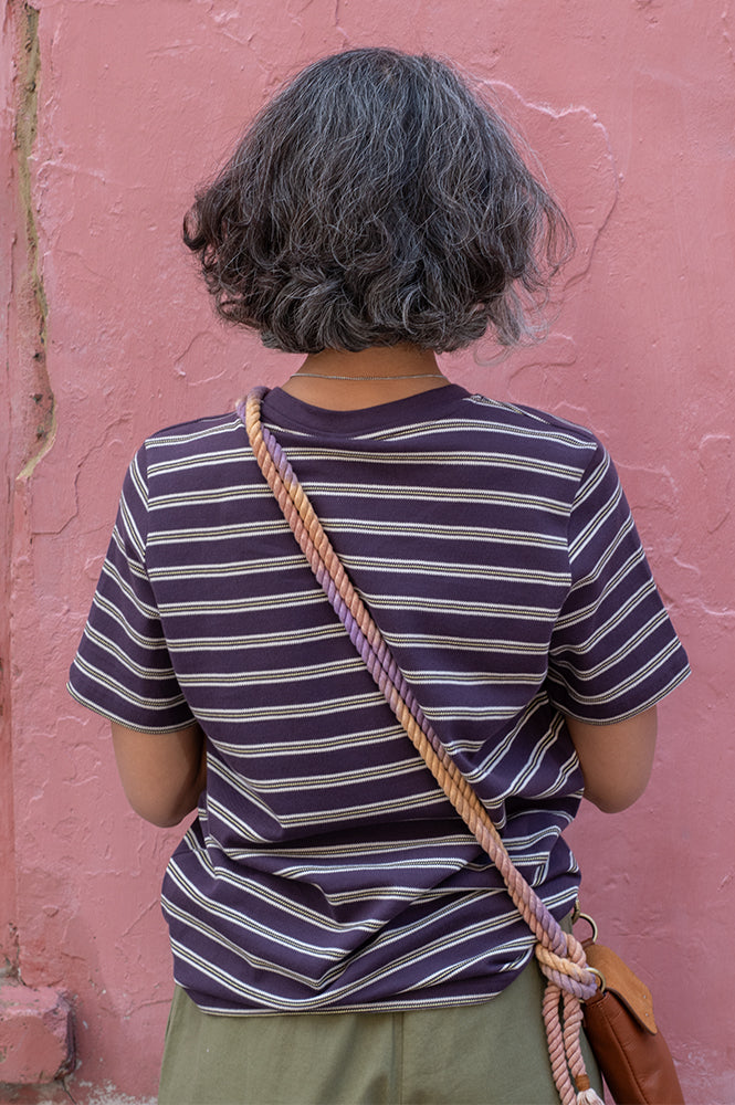 Baum Und Pferdgarten Jawo Plum Stripe Polo Top