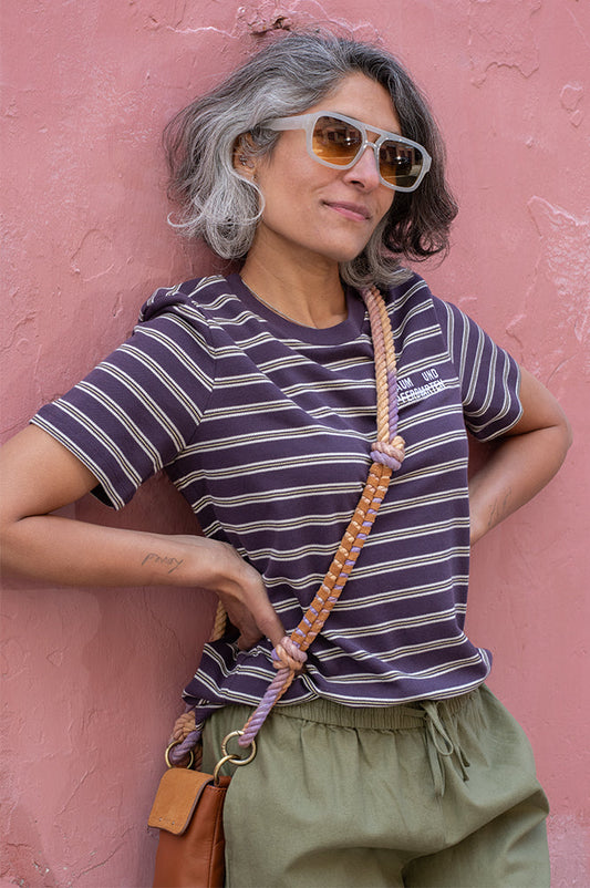 Baum Und Pferdgarten Jawo Plum Stripe Polo Top