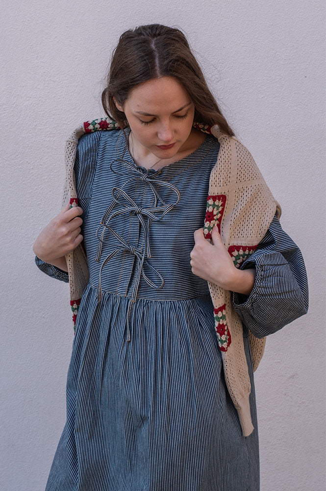 Far Afield Crochet Peyote Sand Floral Knit Jumper
