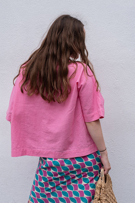 Komodo Kimono Pink Linen Shirt