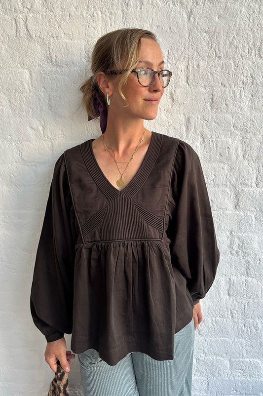 Leon & Harper Corry Mocha Cord Blouse