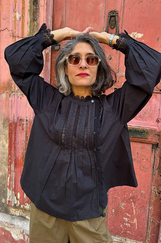 Louise Misha Agathe Black Blouse