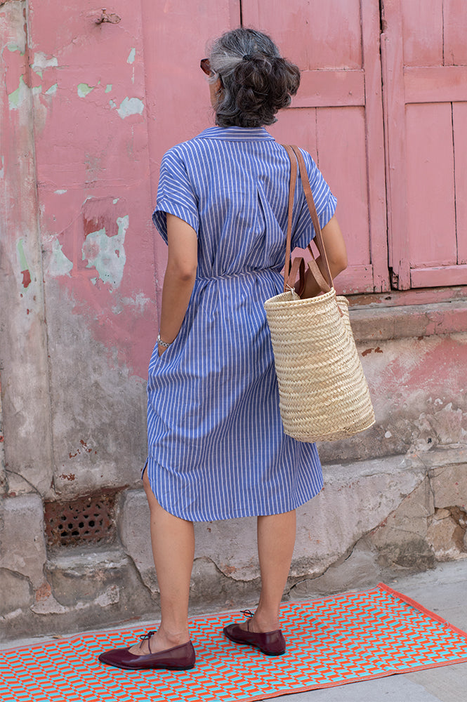 Numph Zally Blueprint Striped Midi Dress