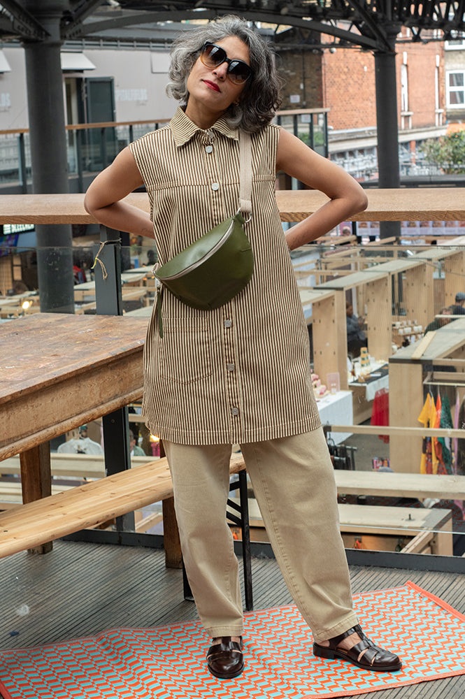 Stella Nova Striped Brown Denim Dress