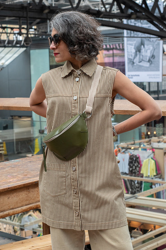 Stella Nova Striped Brown Denim Dress