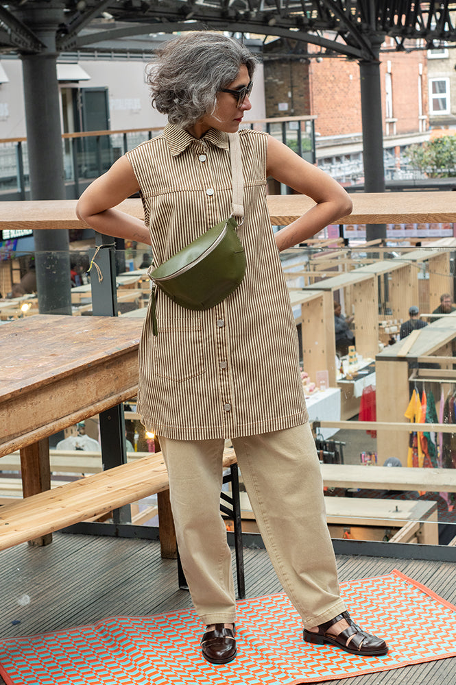 Stella Nova Striped Brown Denim Dress