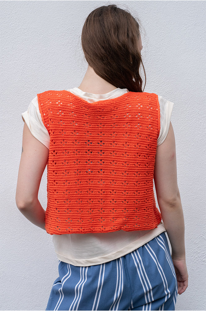 Compania Fantastica Orange Knit Bow Top