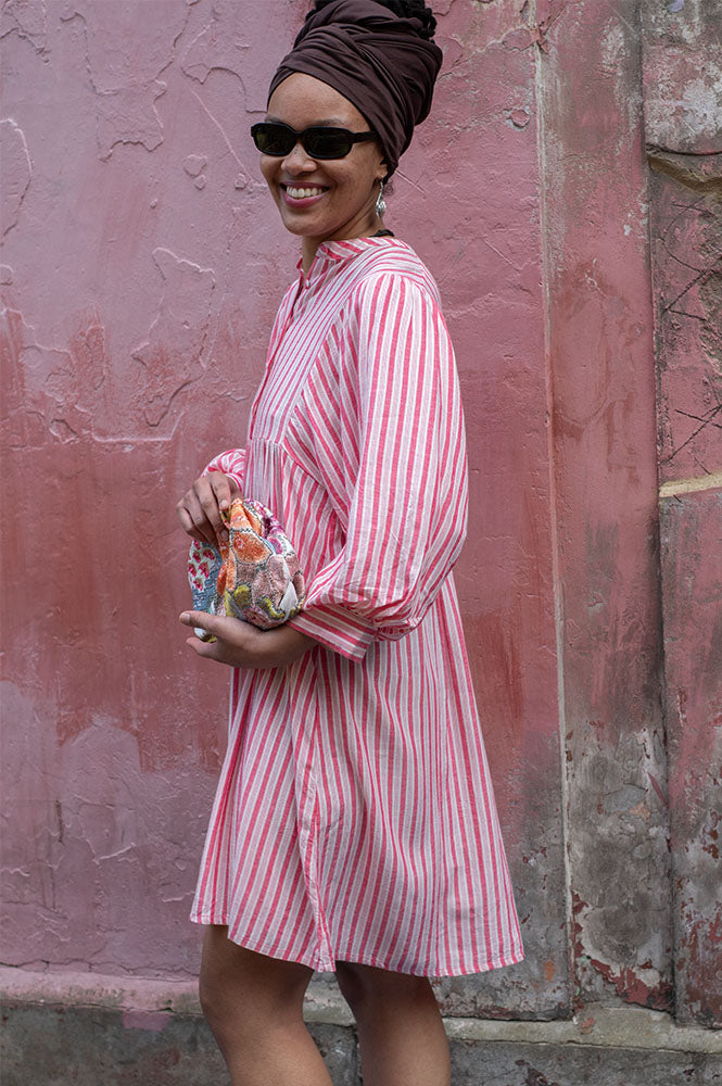 Petite Mendigote Riga Blush Stripe Dress