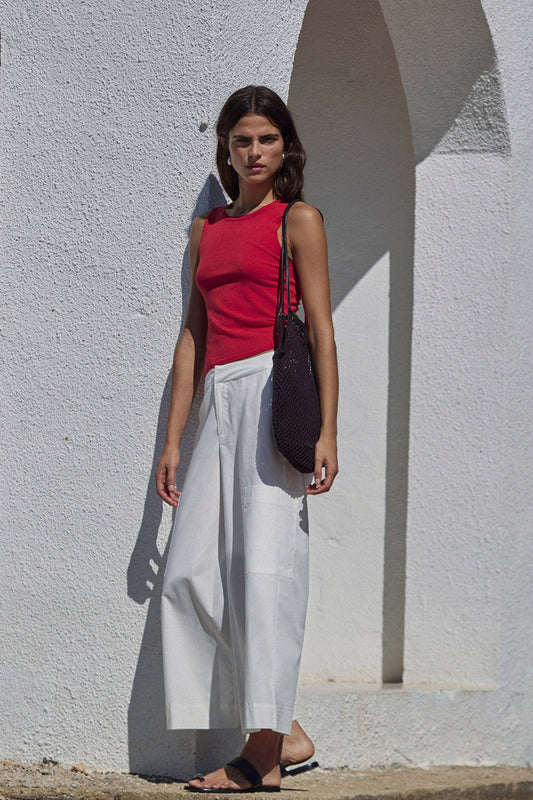 Yerse Red Ribbed Top