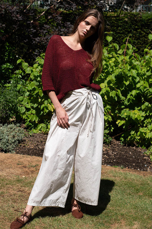 Marta Elva Sabbia White Pleated Trousers