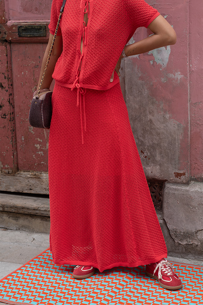 FRNCH Affoue Red Knit Skirt