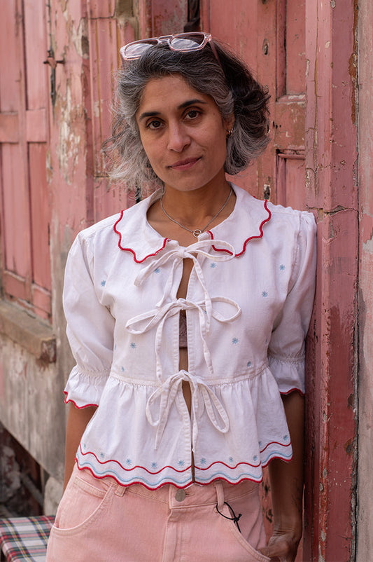 Seventy + Mochi Ana Tie Front White Blouse