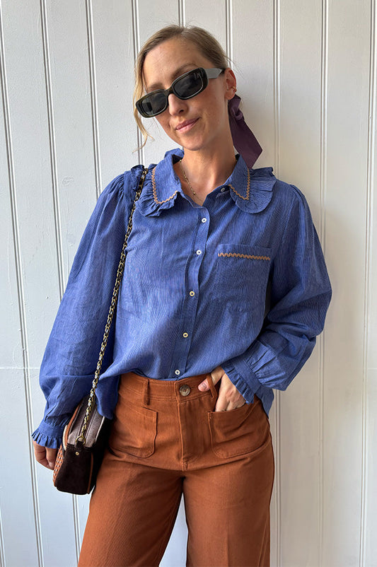 Emile Et Ida Cassandre Khadi Blue Stripe Blouse