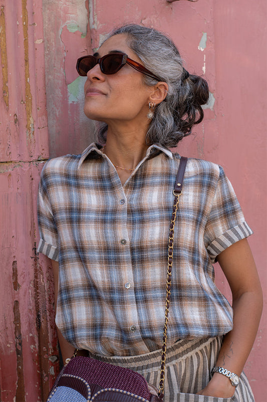 Project AJ117 Messa Indigo Check Shirt