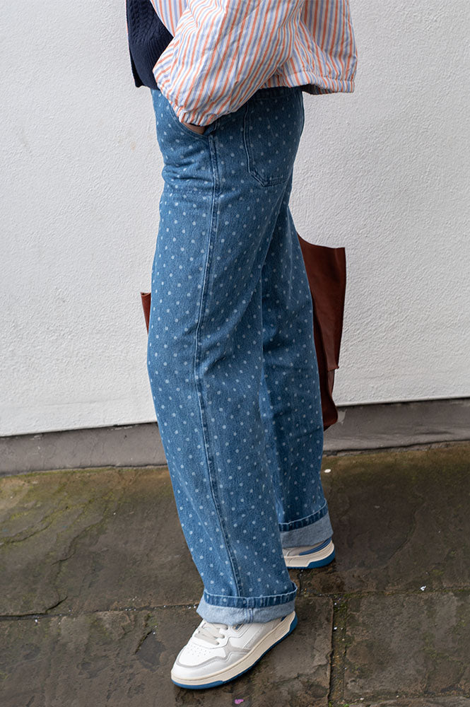 Numph Haddie Polka Dot Blue Jeans