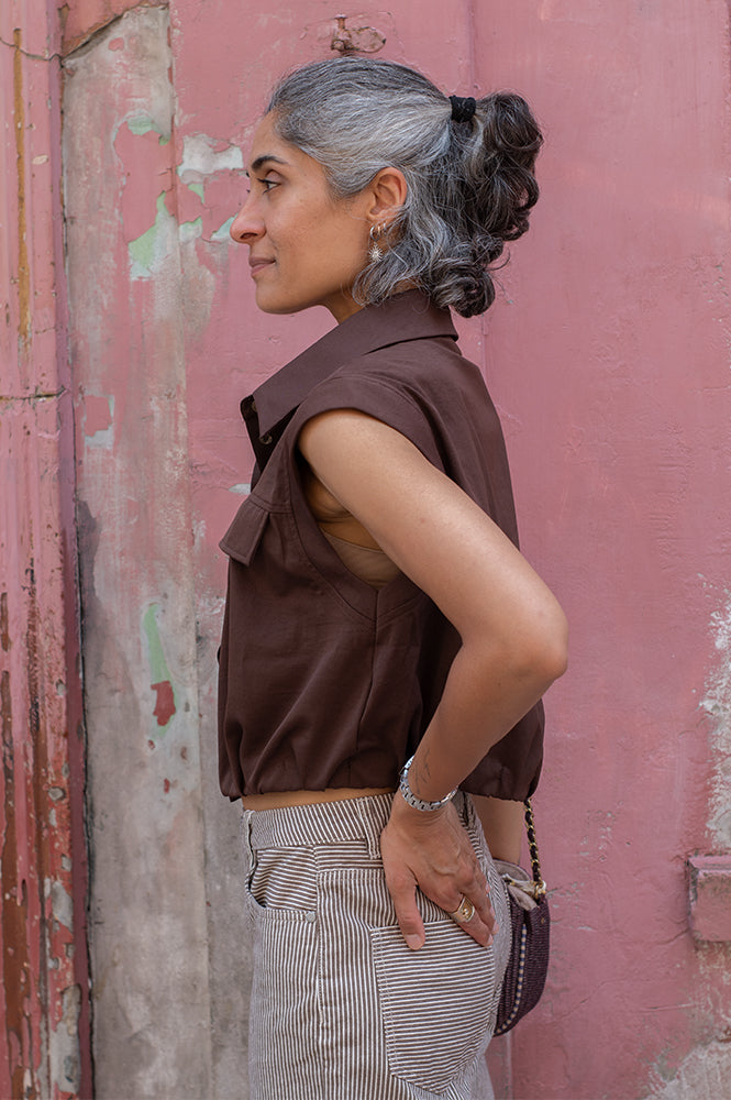 ICHI Stella Chestnut Sleeveless Shirt
