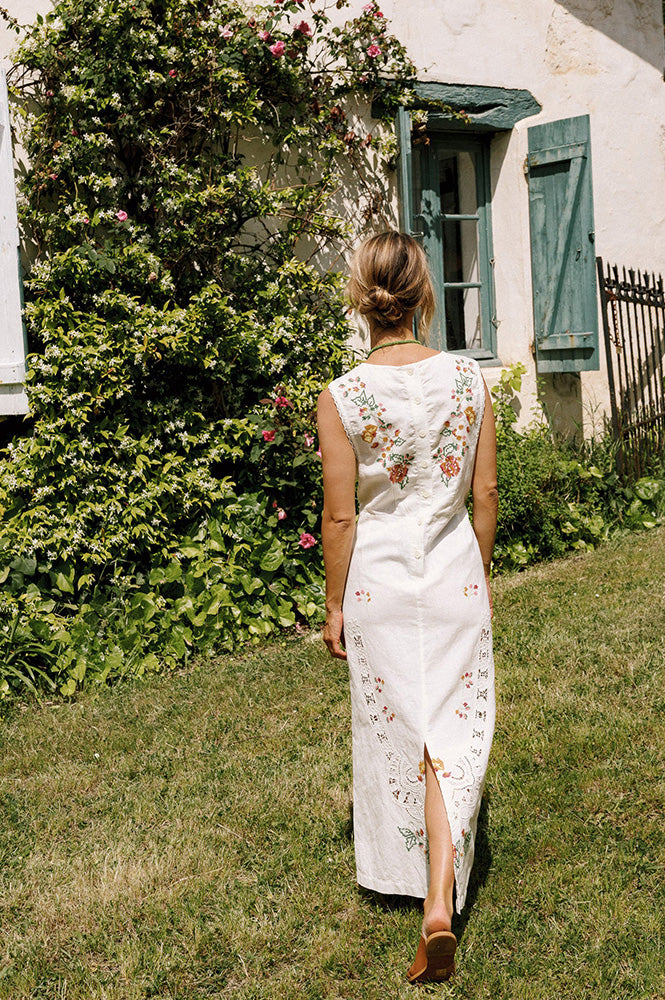 Indi & Cold White Cross-Stitch Dress